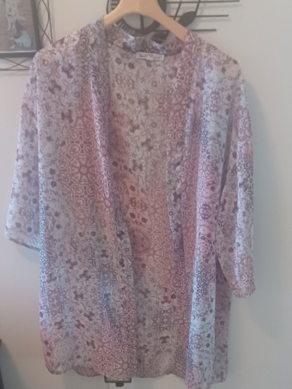 Plus WallFlower flowery Caftan Kimino Pink Pastely Bell Sleeve Cover Up 1X
